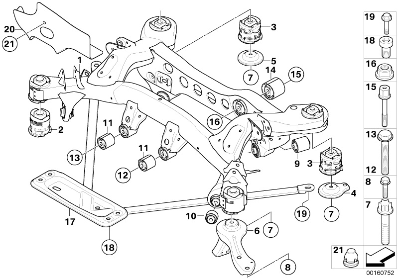 Genuine Rear Axle Carrier Hex Bolt With Washer